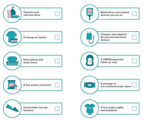 What to bring to the hospital checklist.
